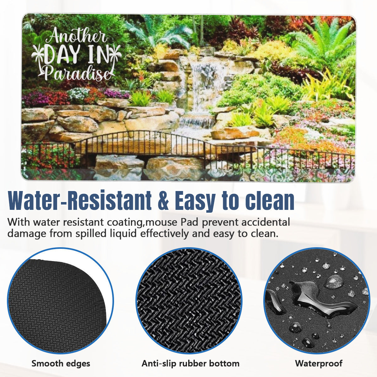 Another Day In Paradise Tropical Waterfall Mousepad Desk Mat - available in 2 sizes