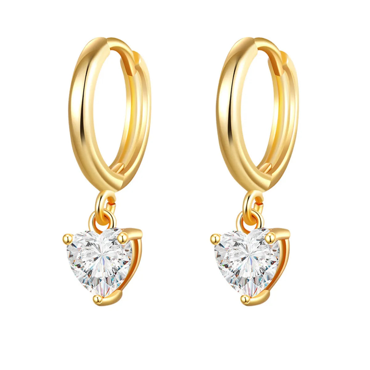 Pendientes de oro blanco con forma de corazón y diamantes