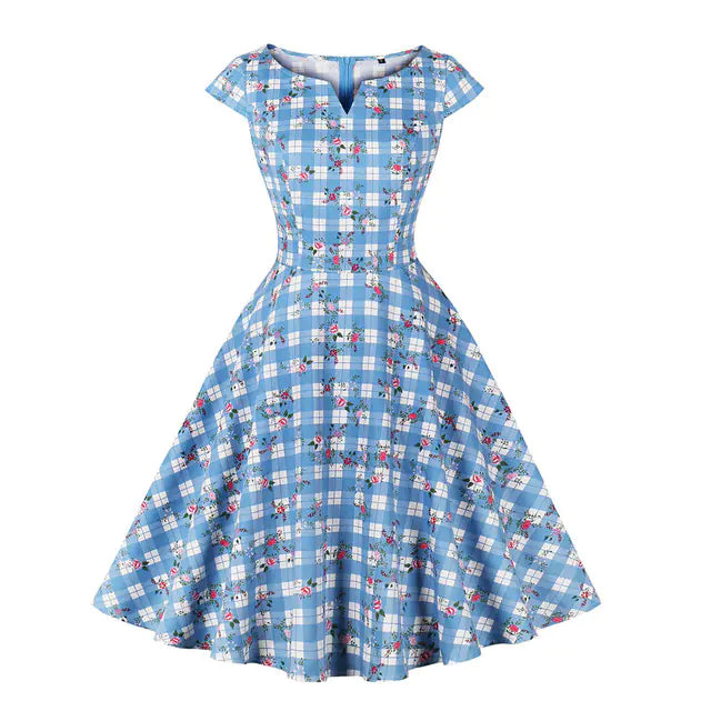Elegant 1950s Embroidered Mesh Retro Party Dress