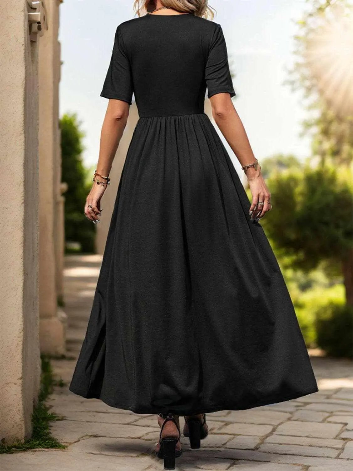 Dresses Trendsi Lace v-neck dress with slit detail