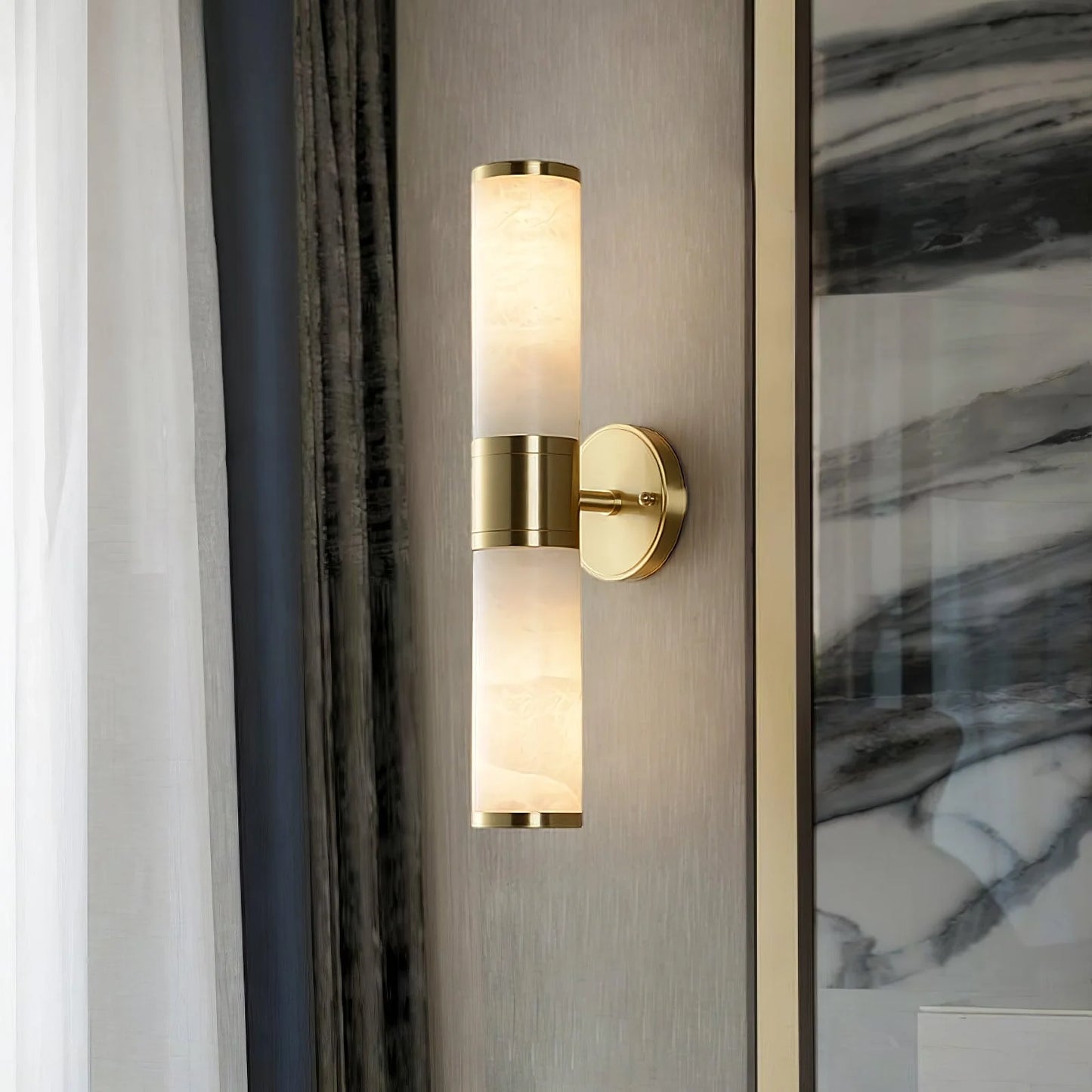 Lámpara de pared cilíndrica Alabaster Lampatron
