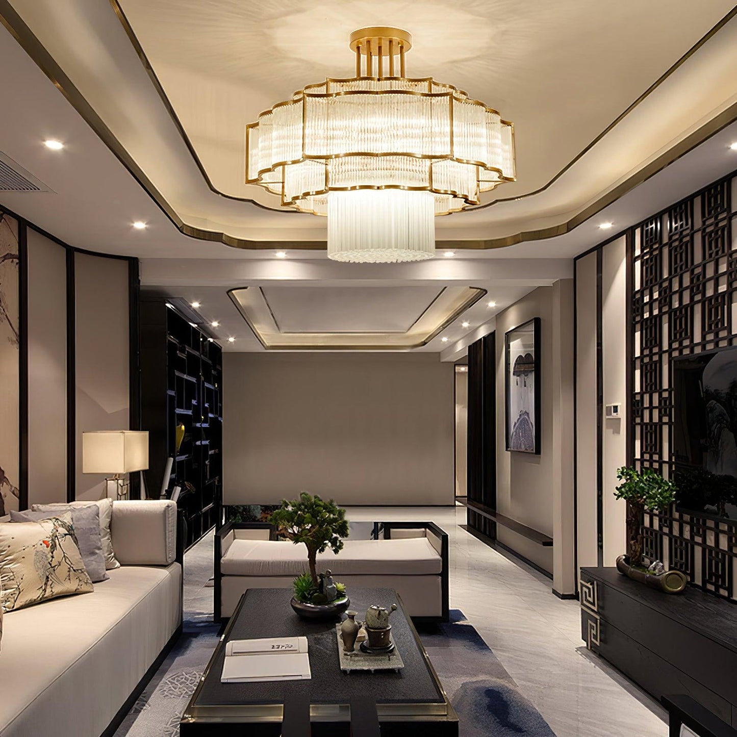 Plafón de cristal en capas