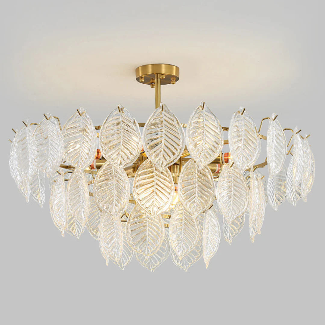 Candelabro moderno de cristal con forma de hoja