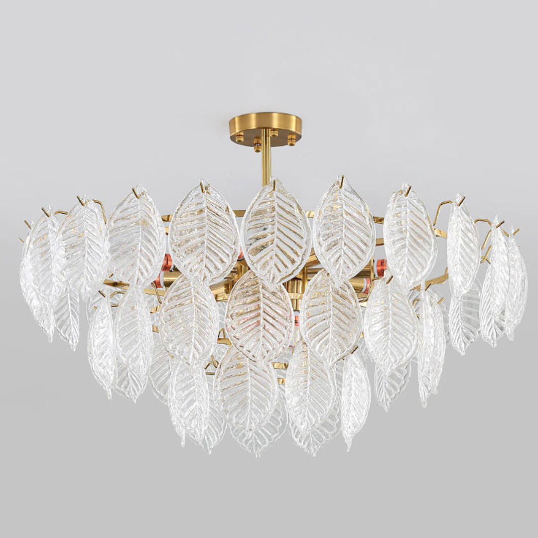 Candelabro moderno de cristal con forma de hoja