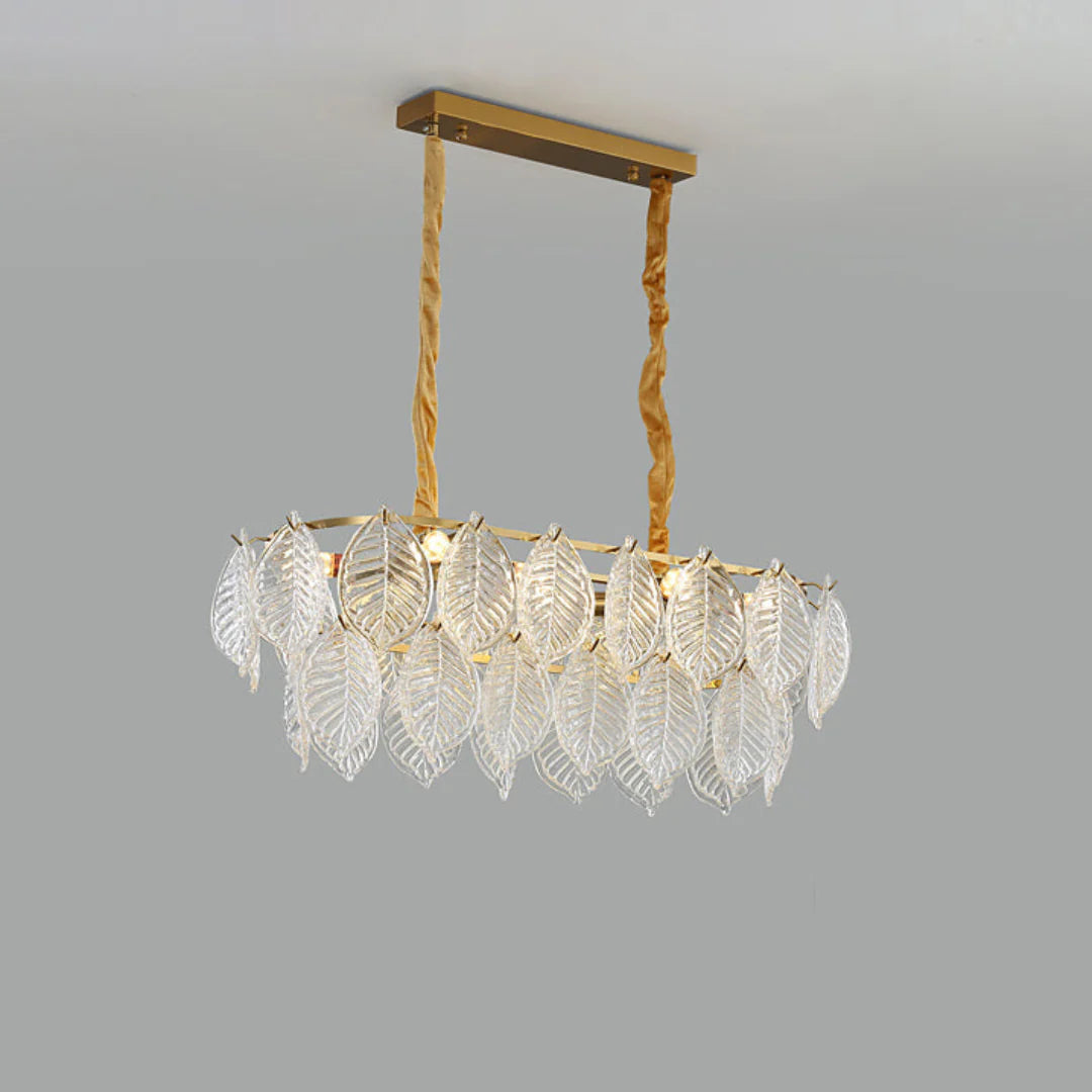 Candelabro moderno de cristal con forma de hoja