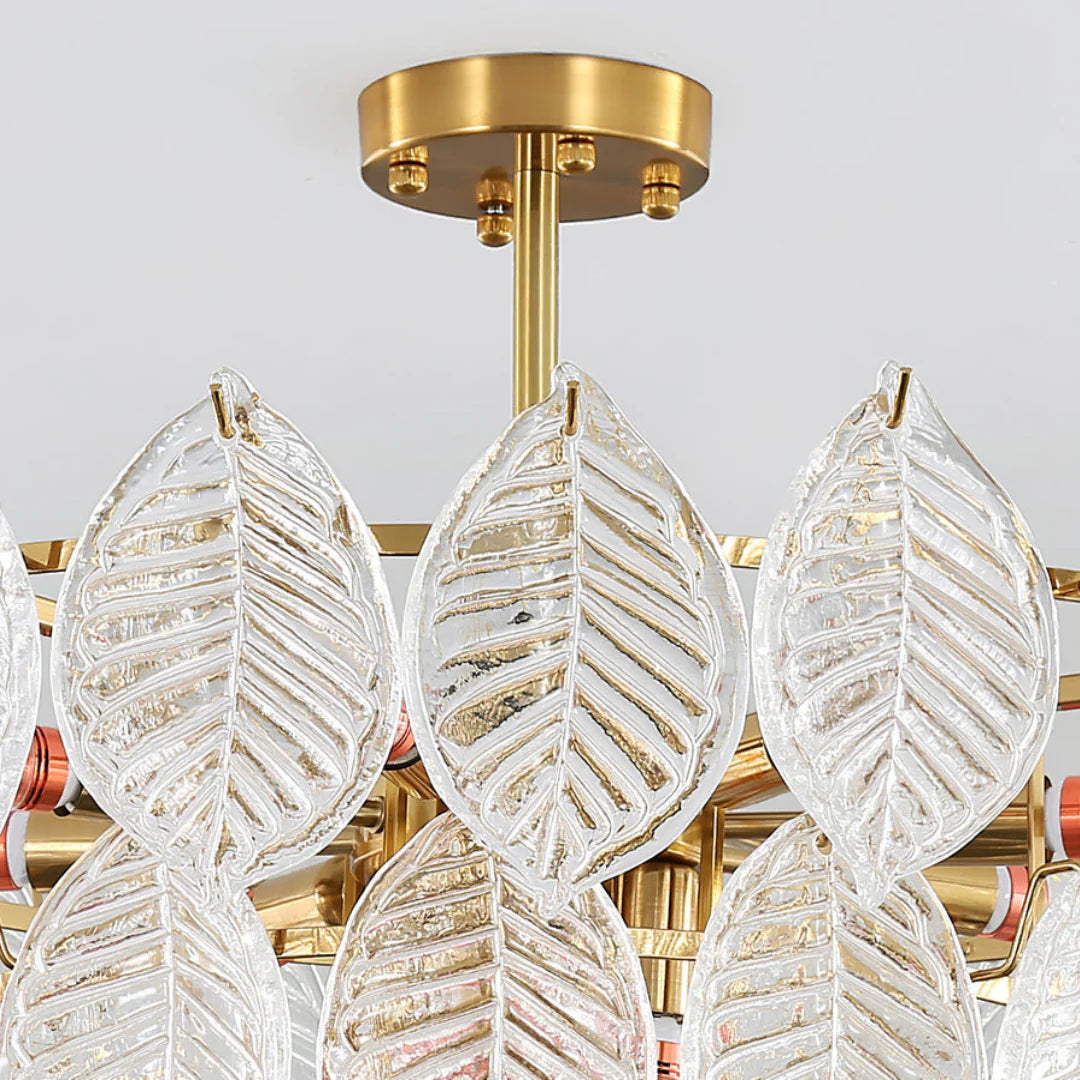 Candelabro moderno de cristal con forma de hoja
