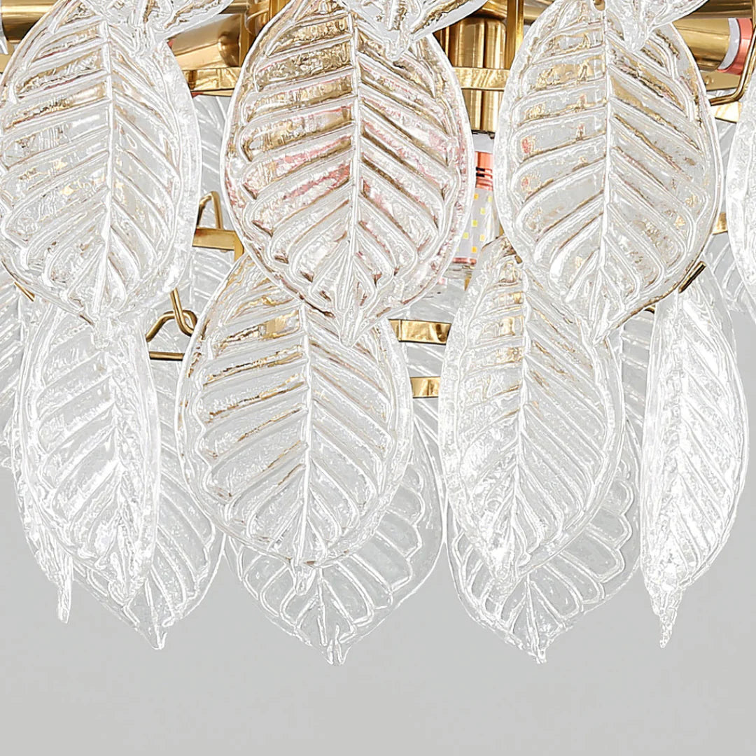 Candelabro moderno de cristal con forma de hoja
