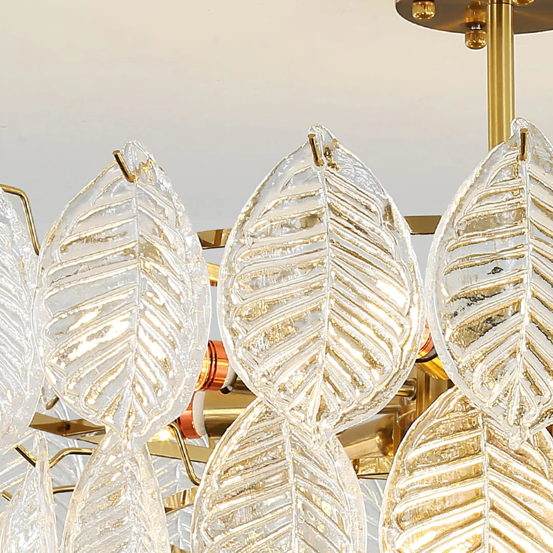 Candelabro moderno de cristal con forma de hoja