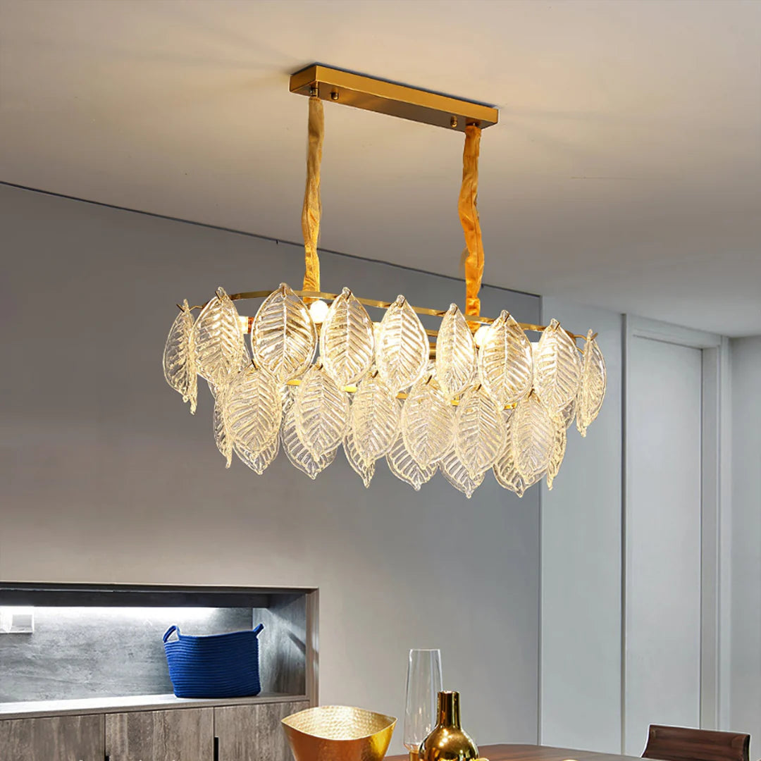 Candelabro moderno de cristal con forma de hoja