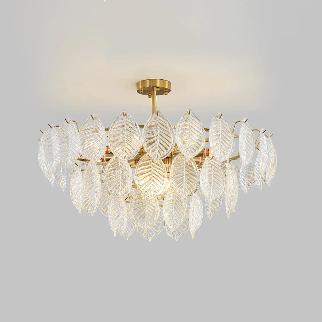 Candelabro moderno de cristal con forma de hoja