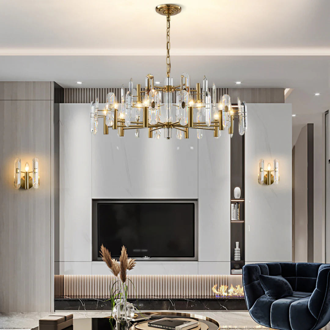 Candelabro de cristal para dormitorio, techo de bar
