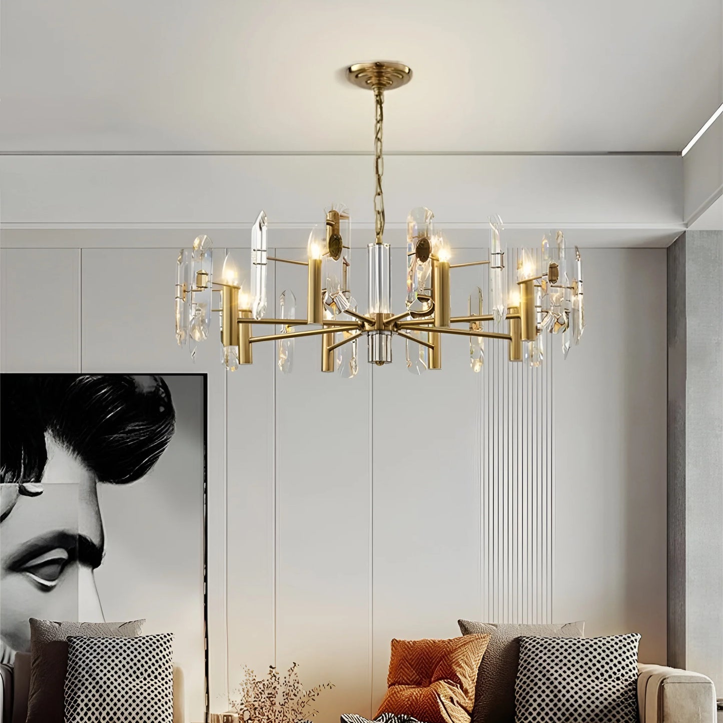 Candelabro de cristal para dormitorio, techo de bar