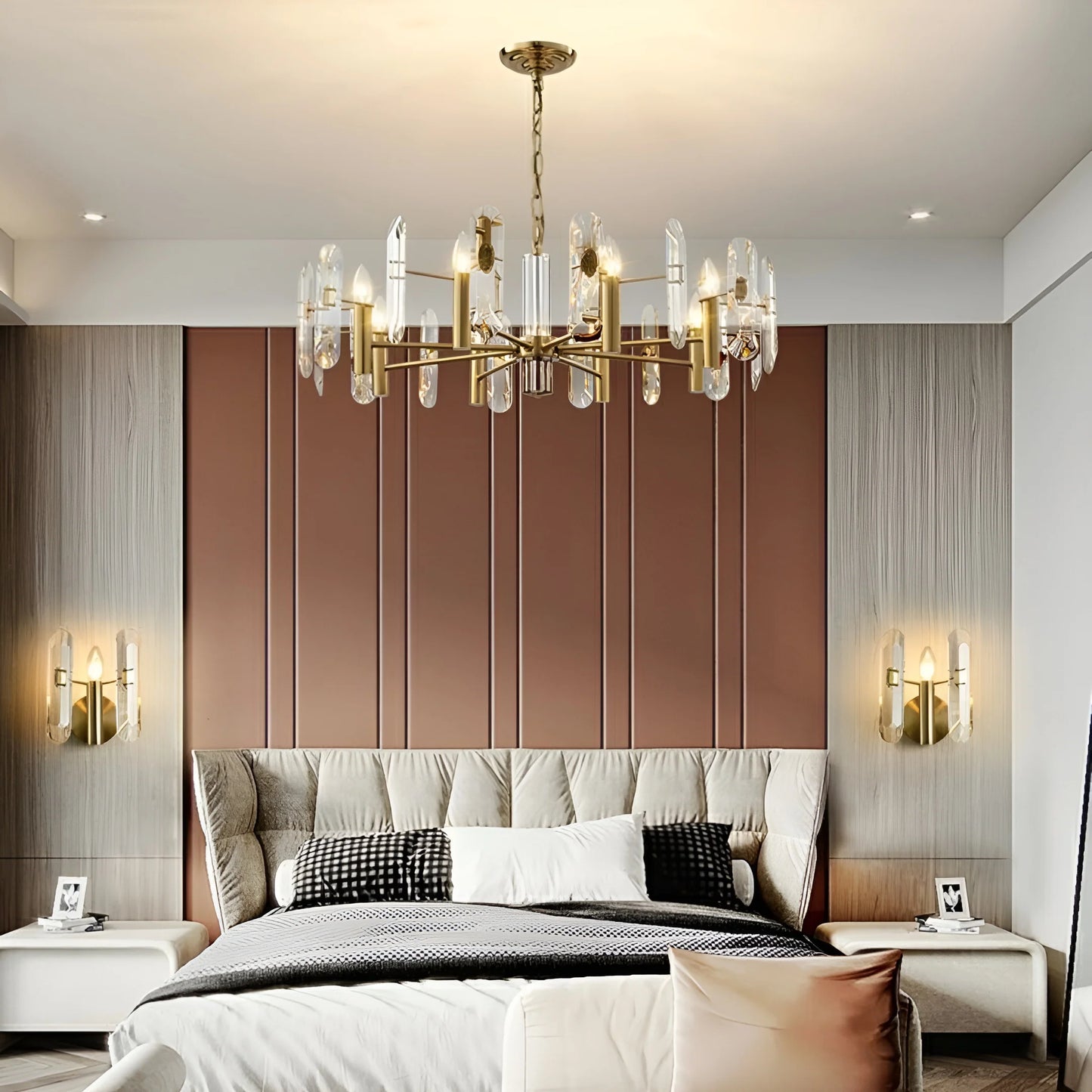 Candelabro de cristal para dormitorio, techo de bar