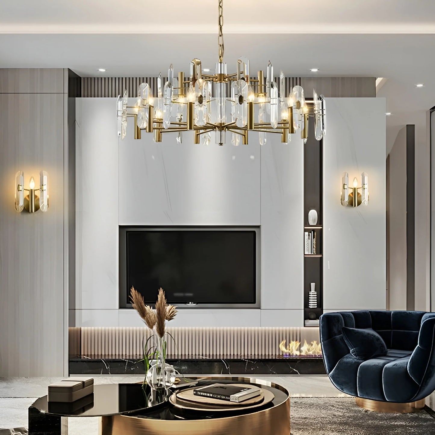 Candelabro de cristal para dormitorio, techo de bar