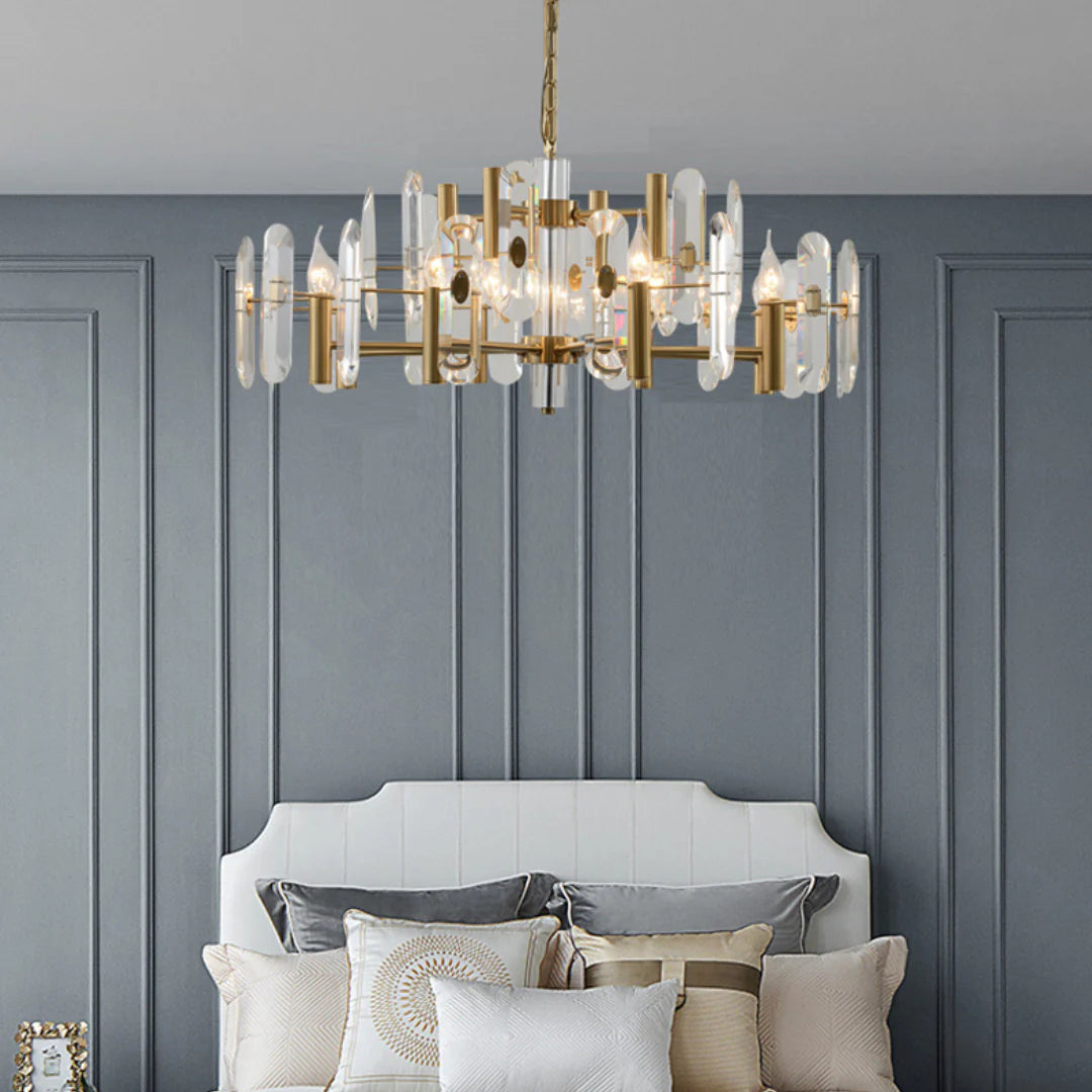 Candelabro de cristal para dormitorio, techo de bar