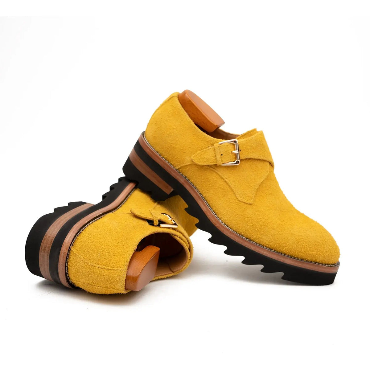 Yellow Cow Leather Monk Shoes