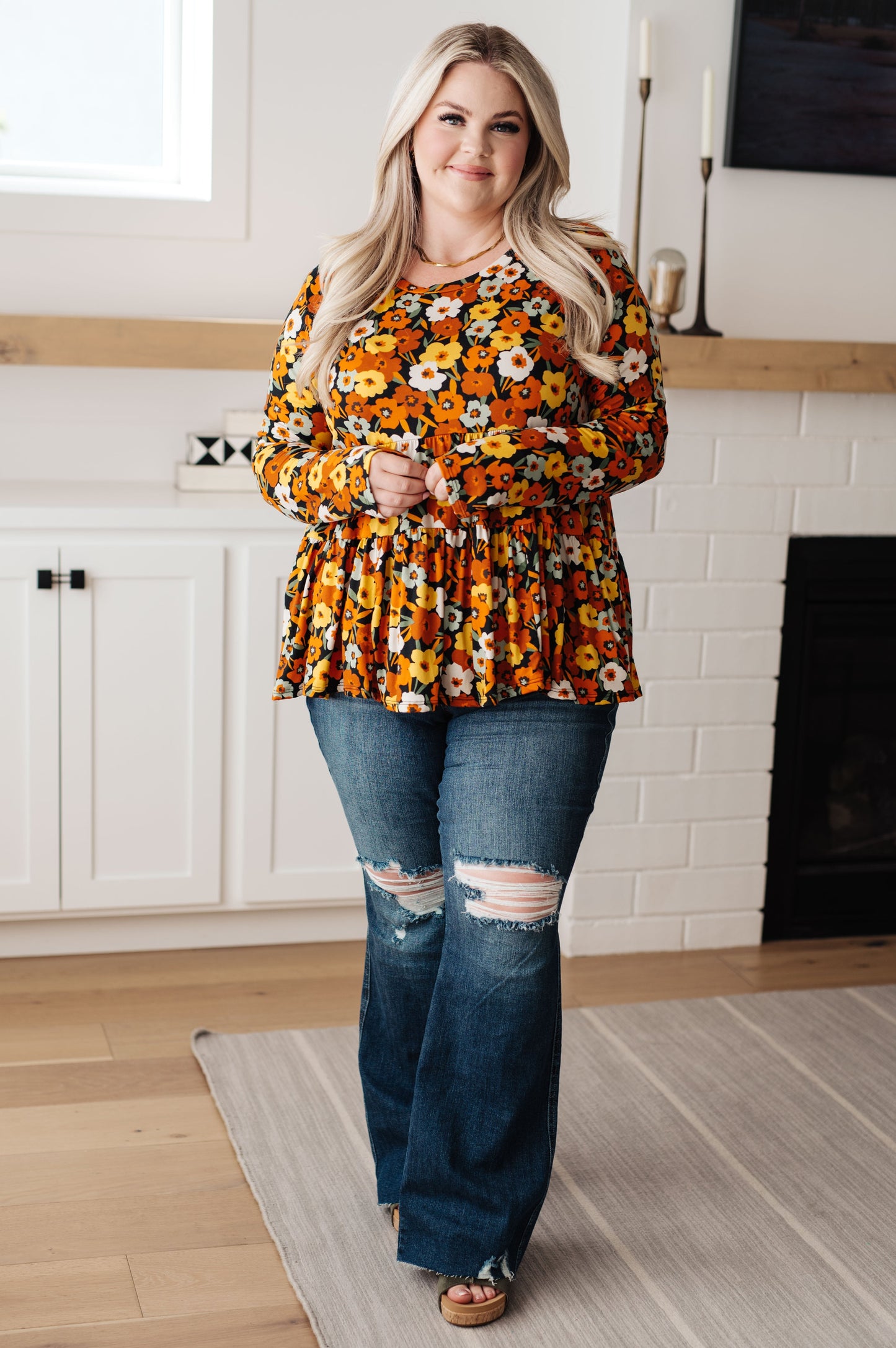 Top estilo babydoll floral "Let's Get Going"