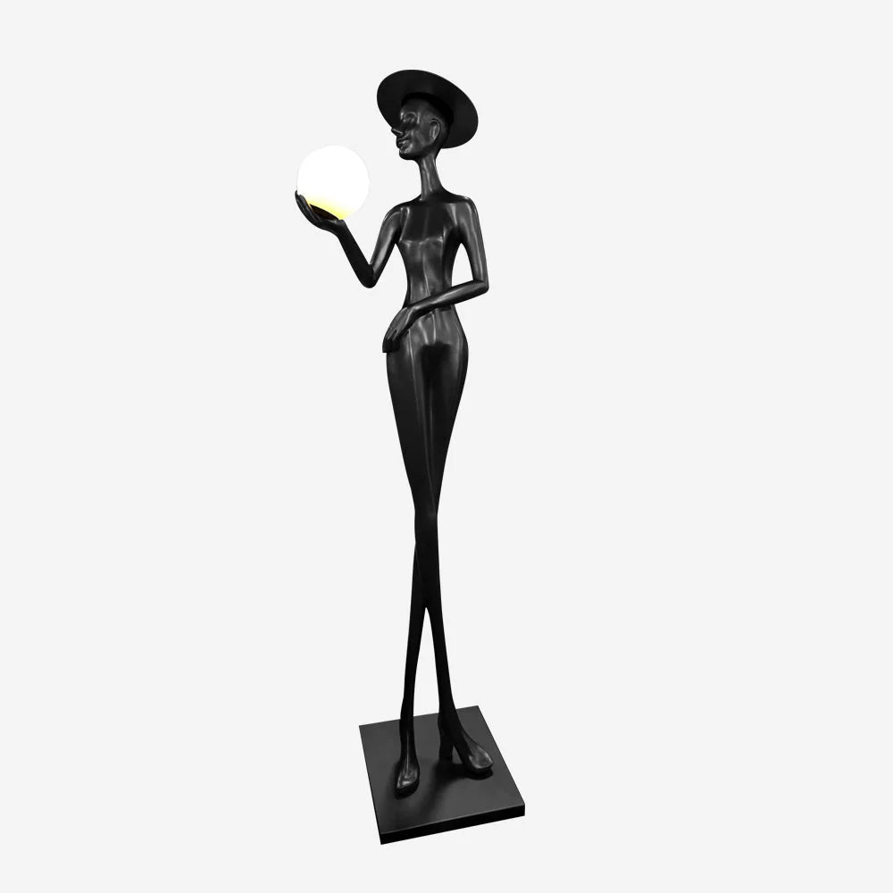 Lámpara de pie con figura escultural Lexa