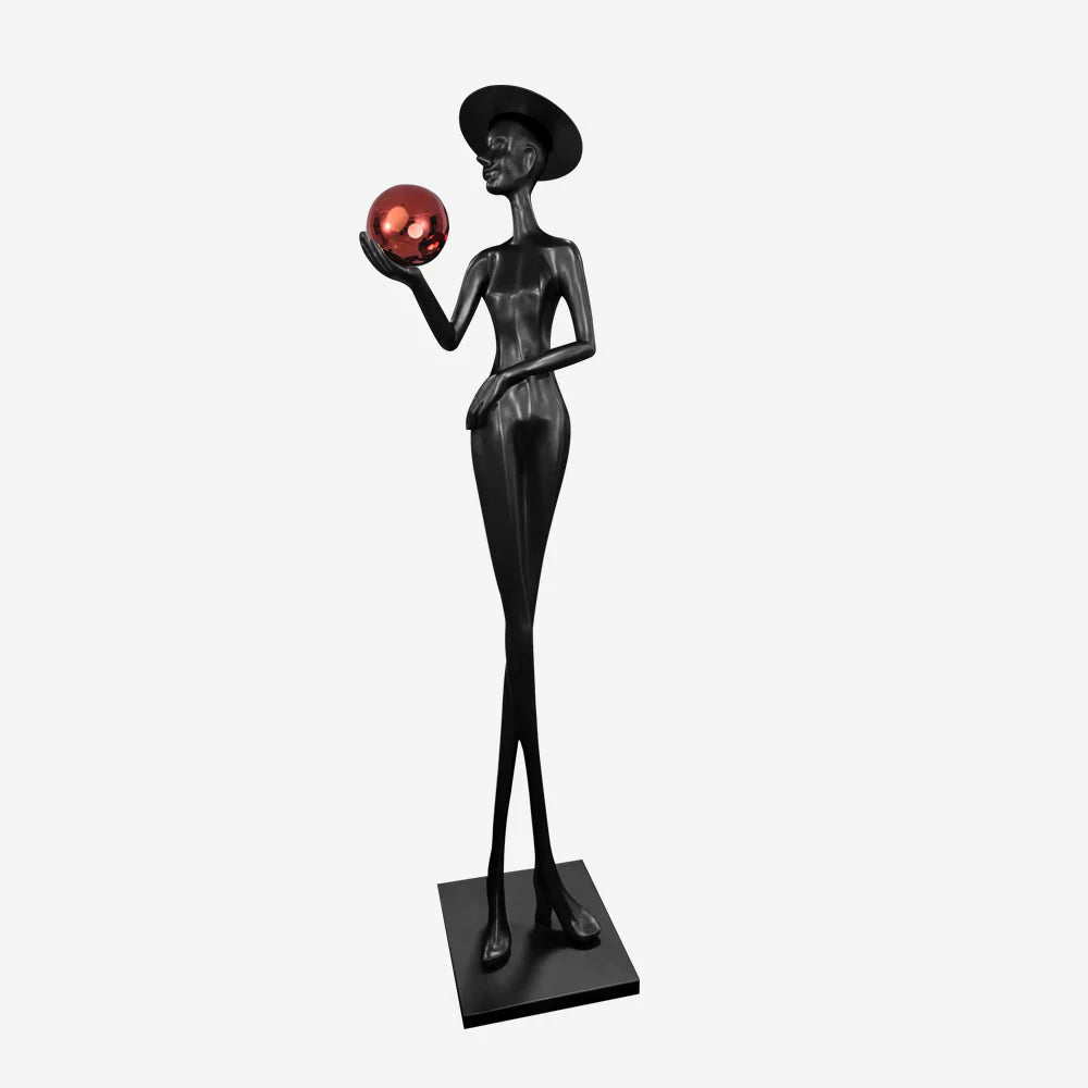 Lámpara de pie con figura escultural Lexa