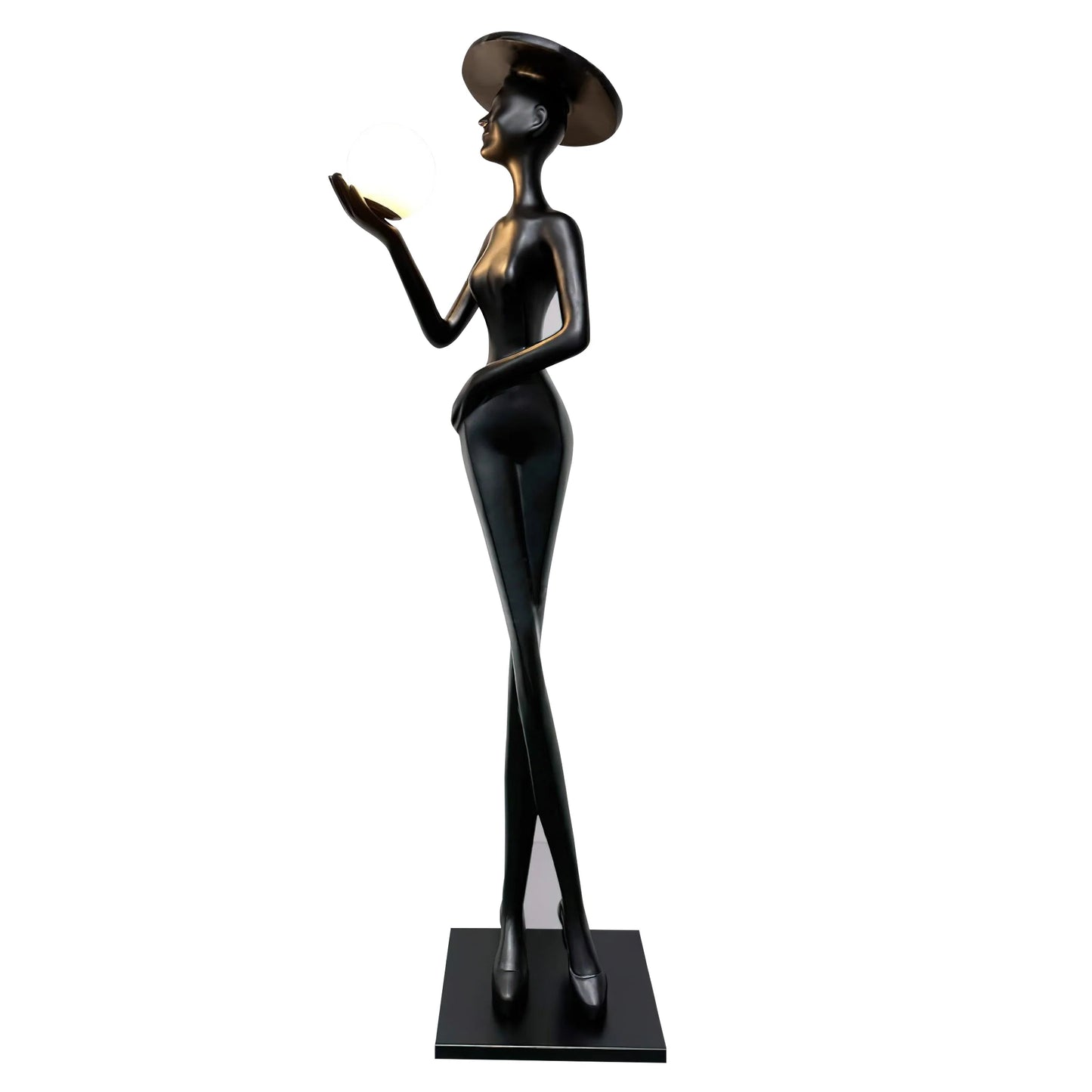 Lámpara de pie con figura escultural Lexa