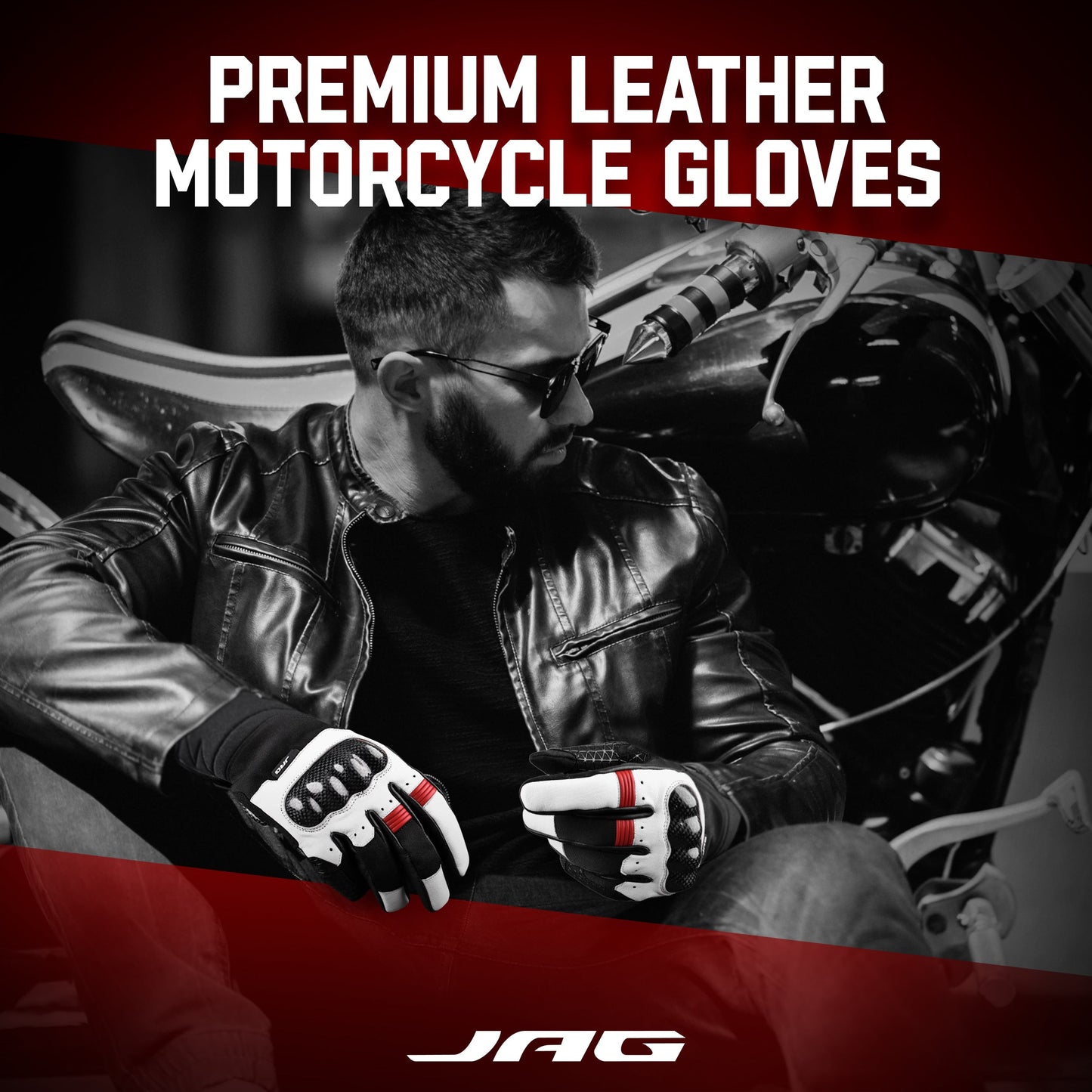 Guantes de moto de cuero Carbon X - Protección para nudillos