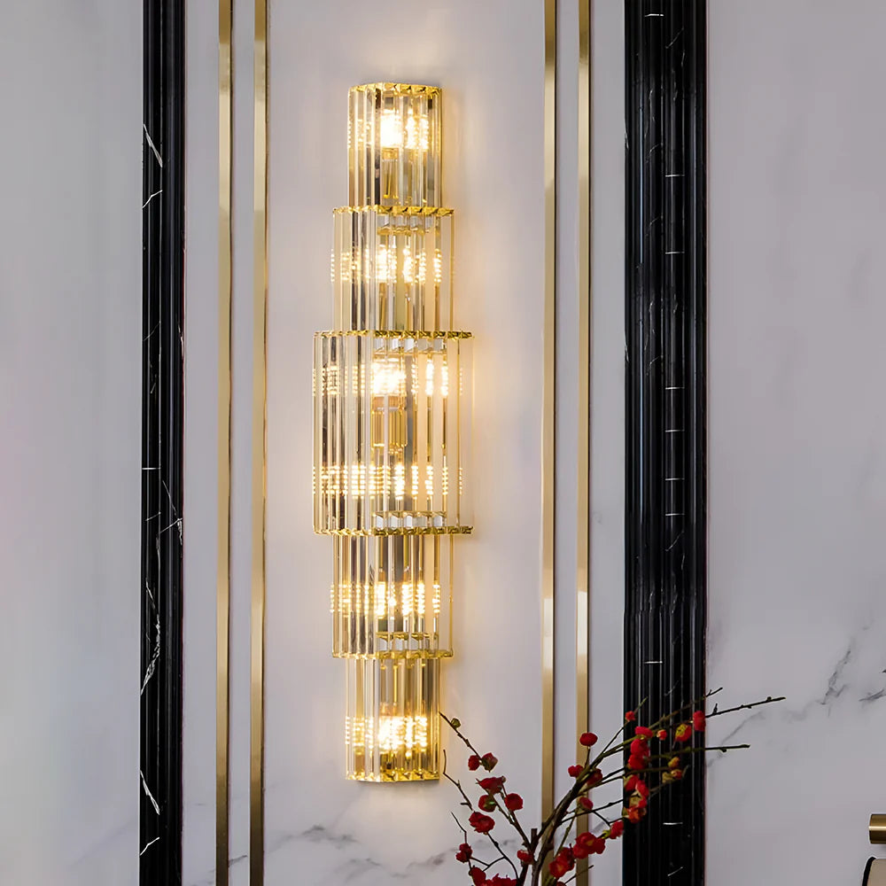 Lámpara de pared de cristal en capas de lujo ligero