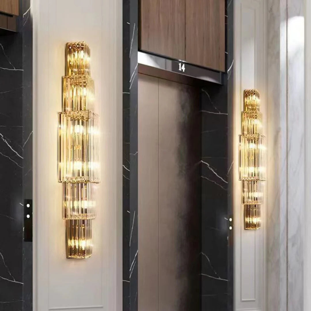 Lámpara de pared de cristal en capas de lujo ligero