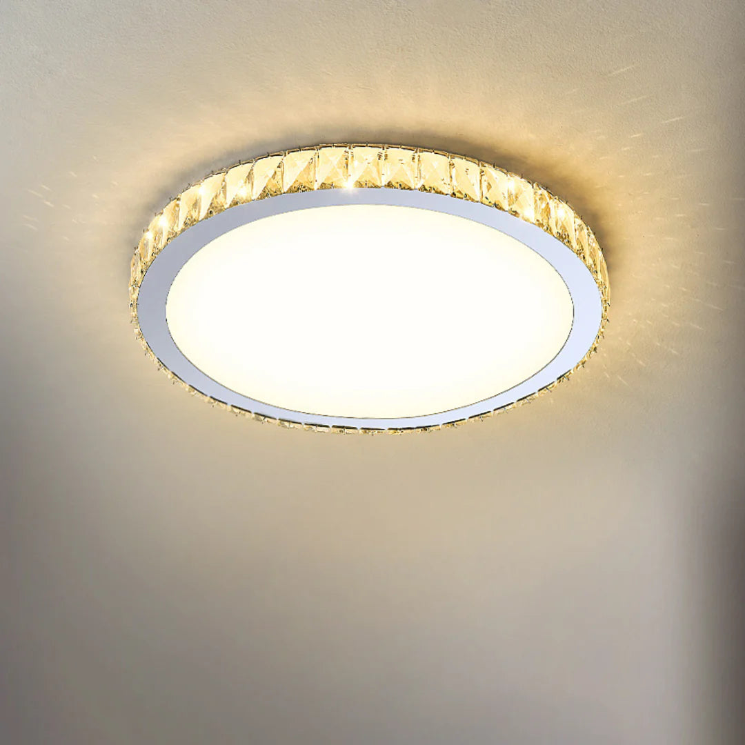 Lámpara de techo redonda de cristal estilo lujo ligero