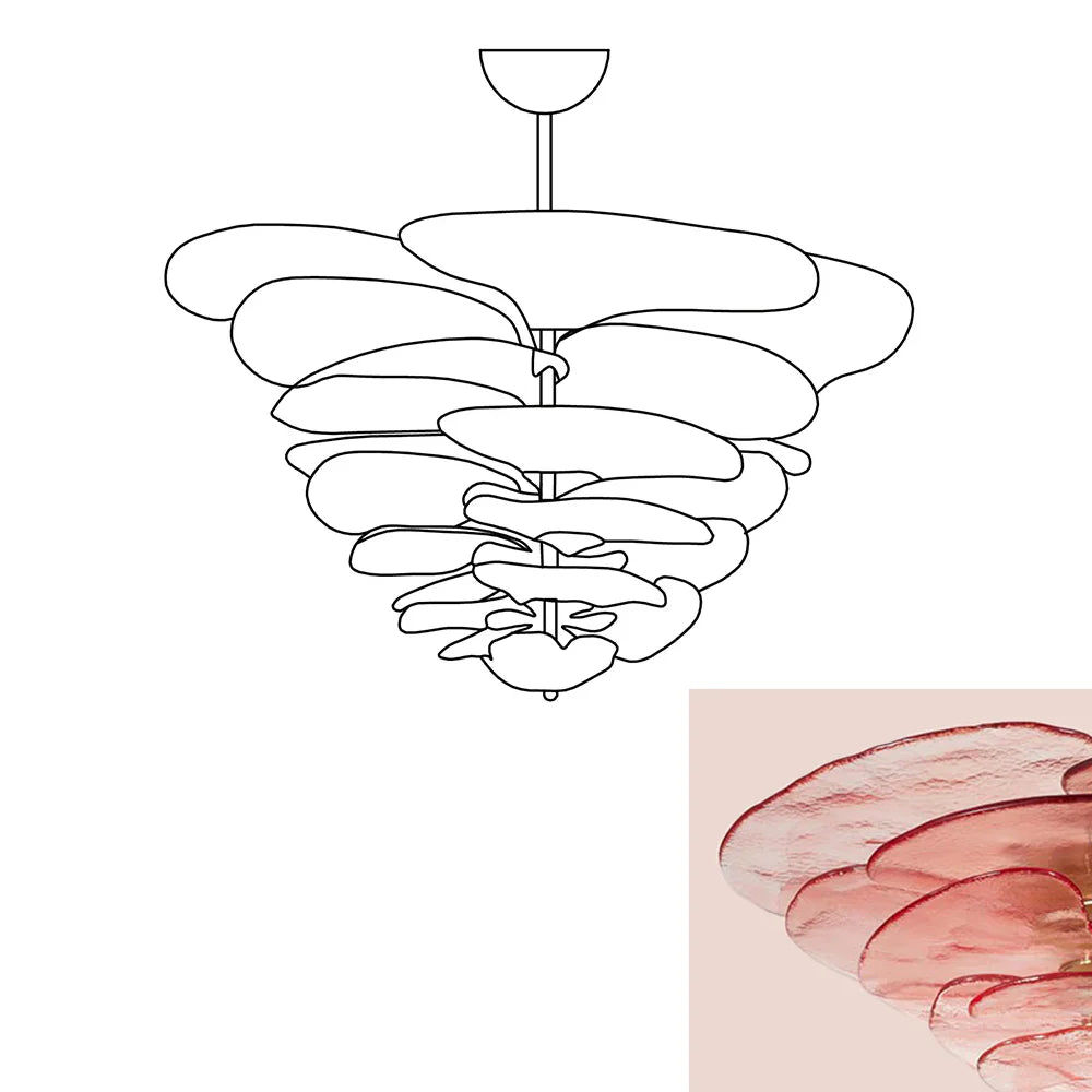 Araña de cristal texturizado rosa en forma de hoja