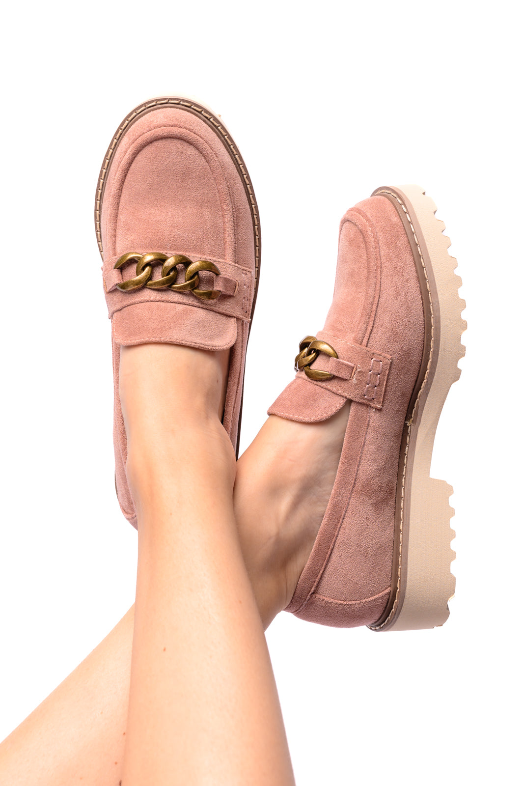 Mocasines Literally de antelina rosa empolvado