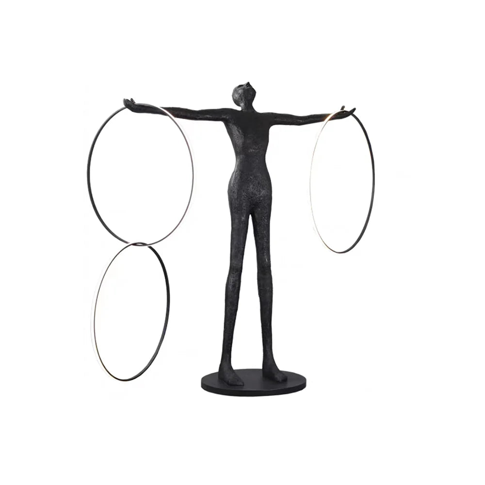 Lámpara de pie con figura de aro de escultura Liva