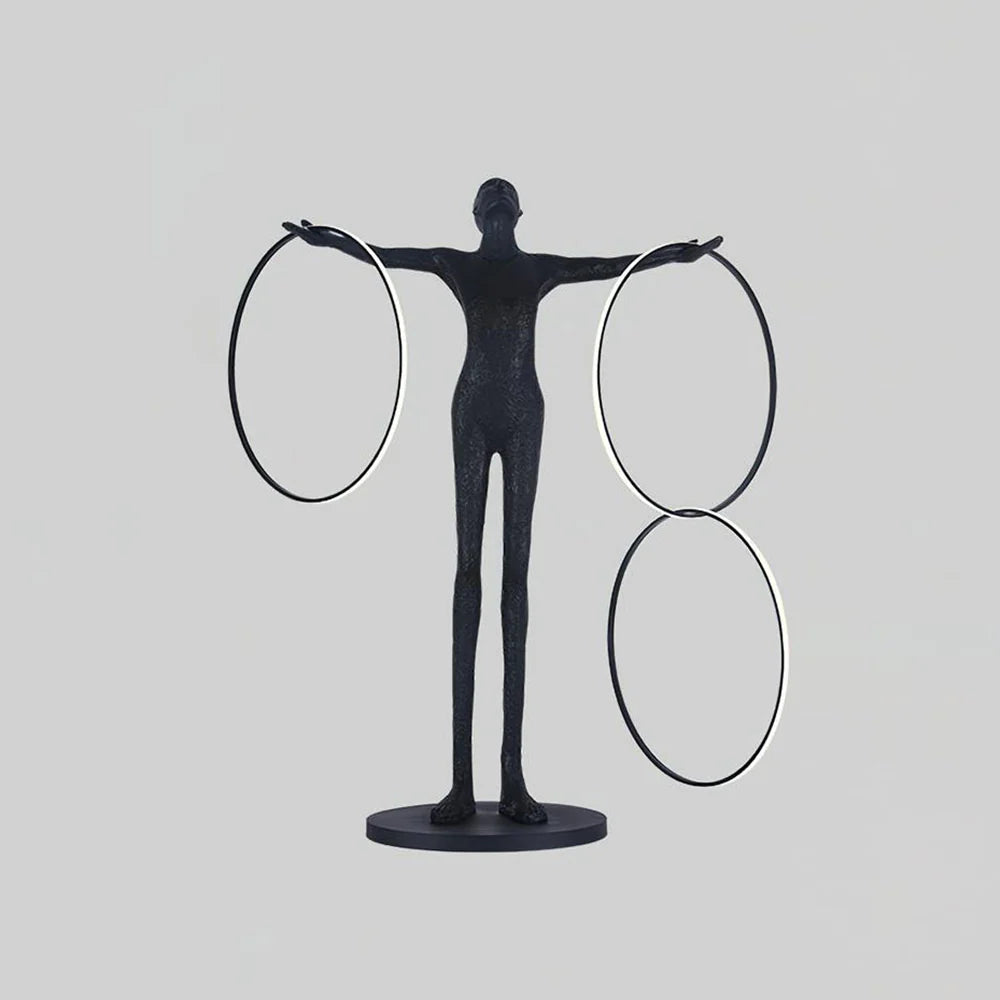 Lámpara de pie con figura de aro de escultura Liva