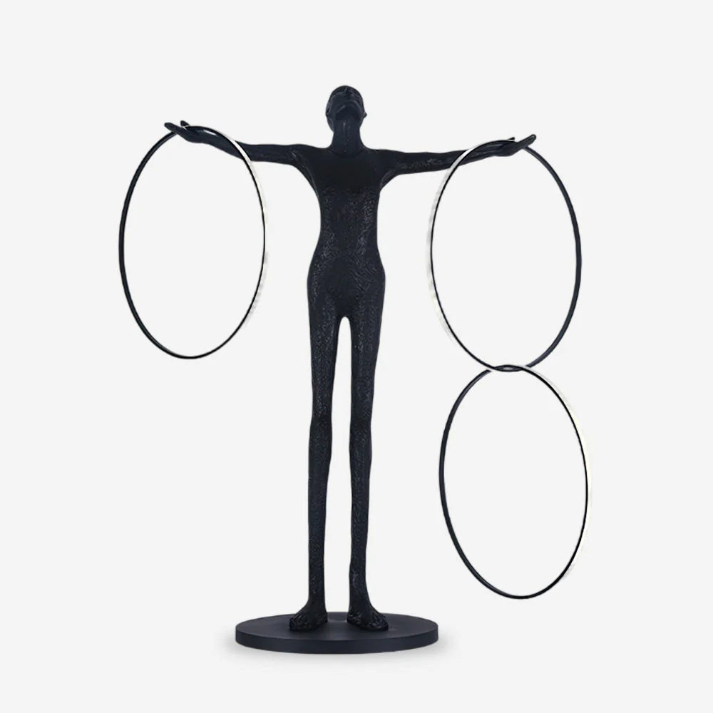 Lámpara de pie con figura de aro de escultura Liva