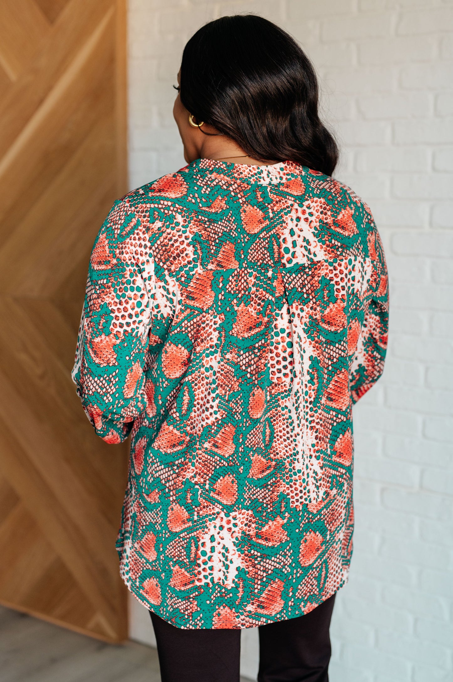Top Lizzy en estampado serpiente turquesa