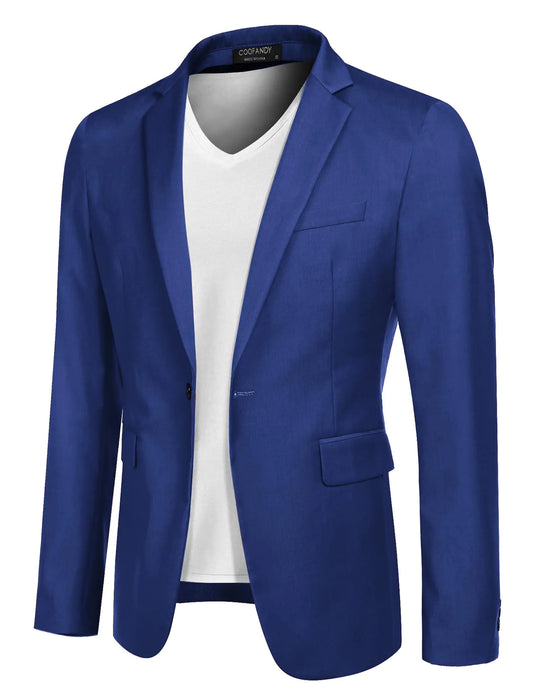 COOFANDY Chaqueta deportiva para hombre, blazer casual, un botón, traje de negocios, gris azul, 3X-Large
