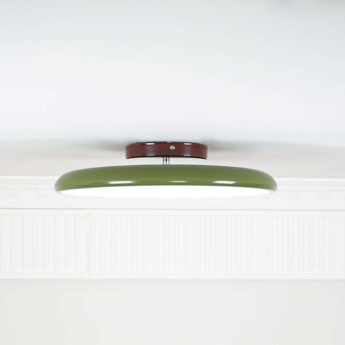 Orbitra | Flush Mount LED Ceiling Light with Swivel Arm, Dimmable Beige or Green Fixture