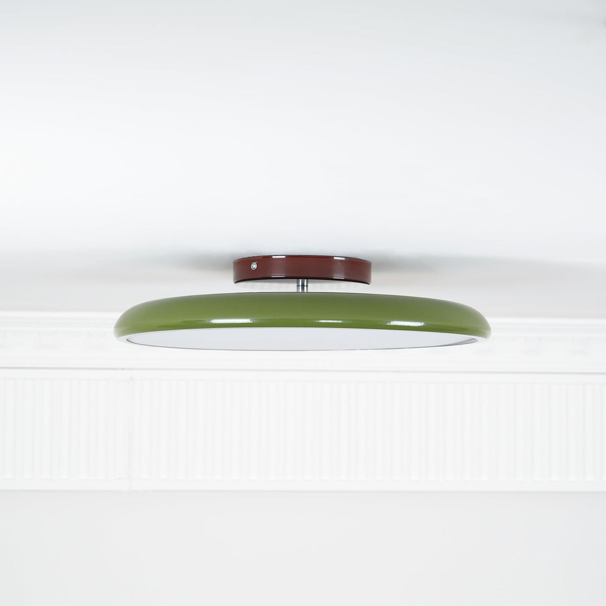 Orbitra | Flush Mount LED Ceiling Light with Swivel Arm, Dimmable Beige or Green Fixture