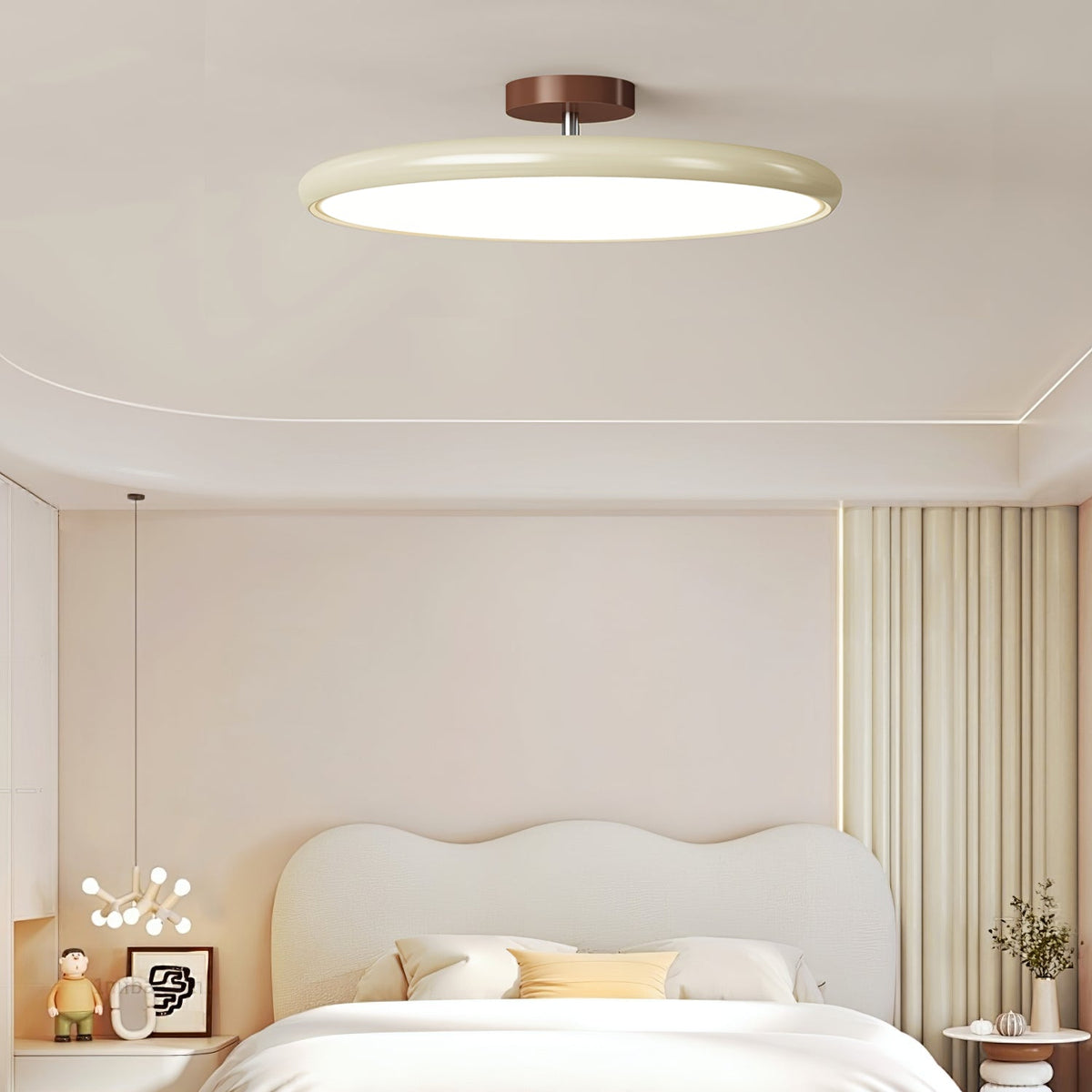 Orbitra | Flush Mount LED Ceiling Light with Swivel Arm, Dimmable Beige or Green Fixture