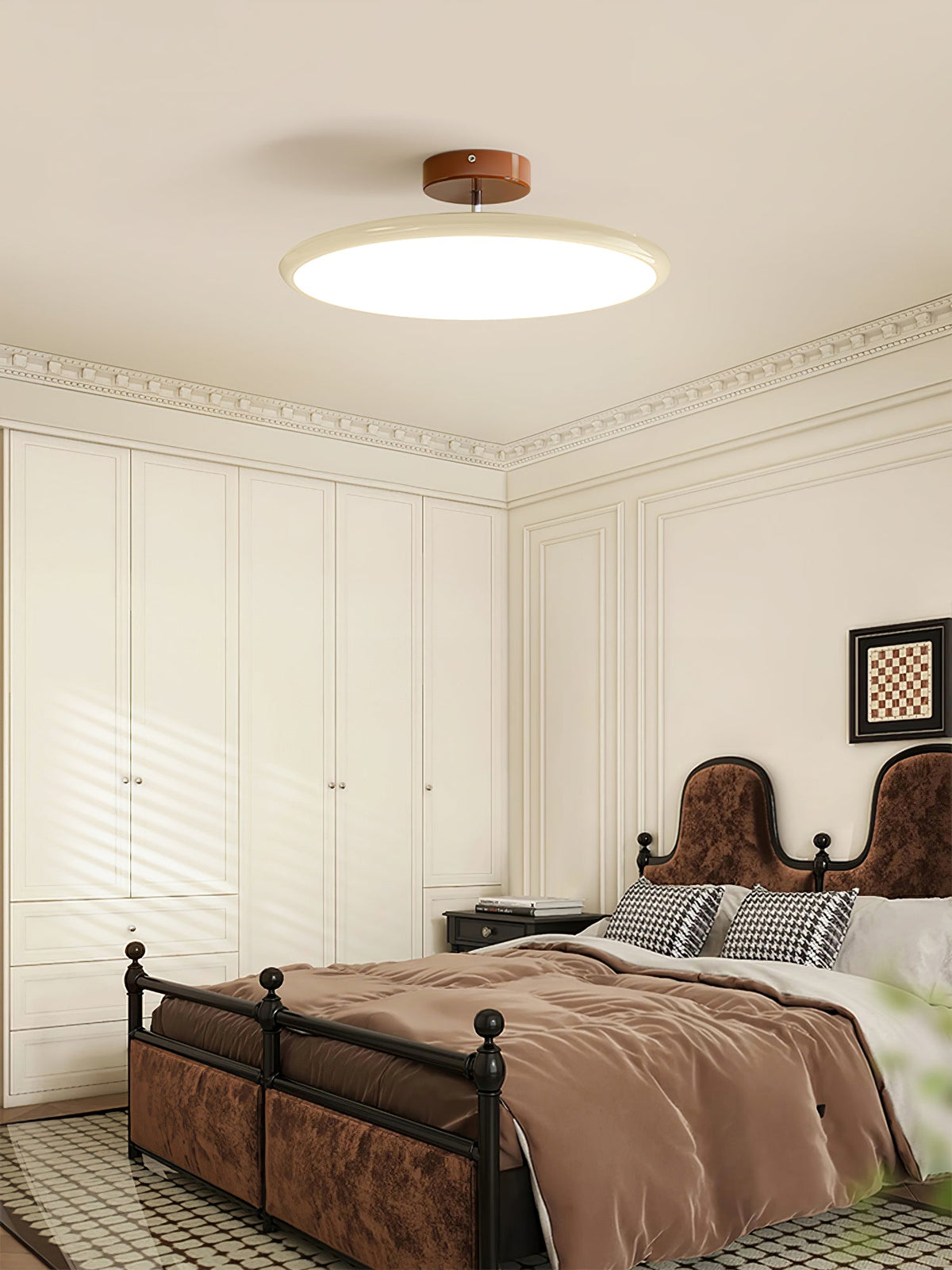 Orbitra | Flush Mount LED Ceiling Light with Swivel Arm, Dimmable Beige or Green Fixture