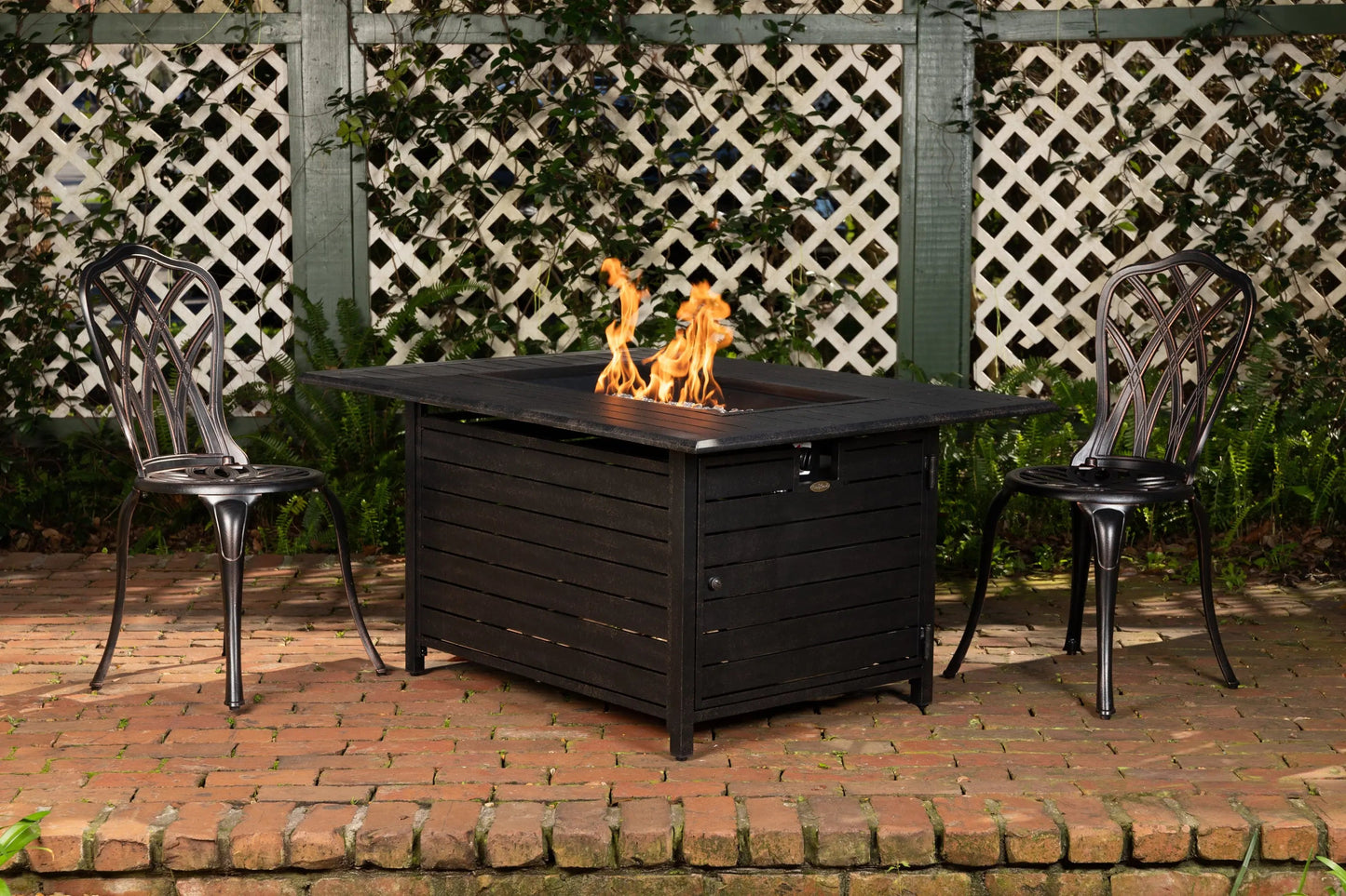 Mesa fogata de gas convertible rectangular de aluminio Longmont de 48"