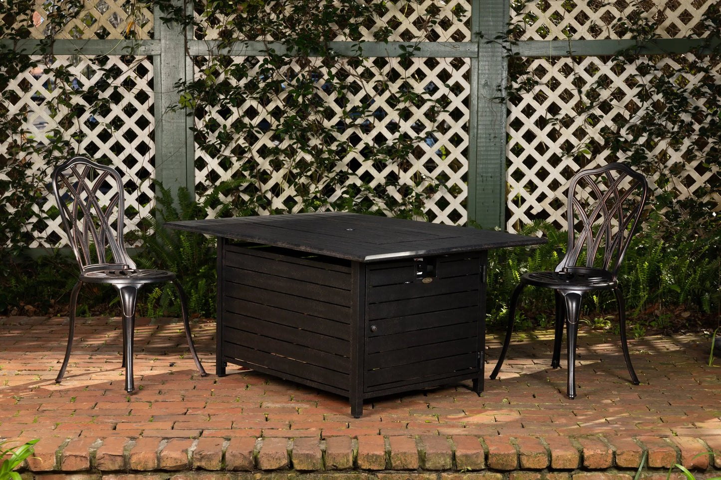 Mesa fogata de gas convertible rectangular de aluminio Longmont de 48"