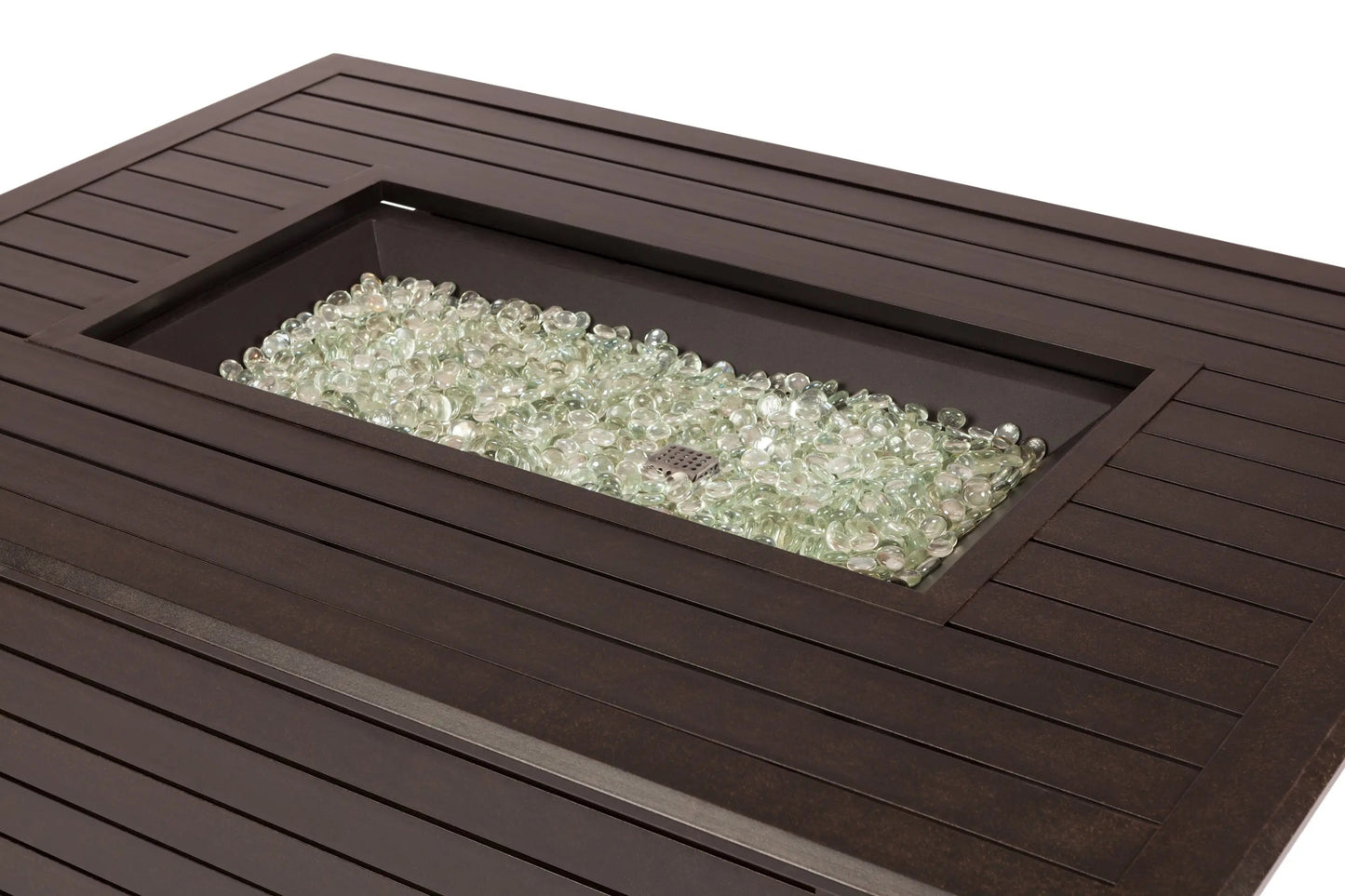 Mesa fogata de gas convertible rectangular de aluminio Longmont de 48"