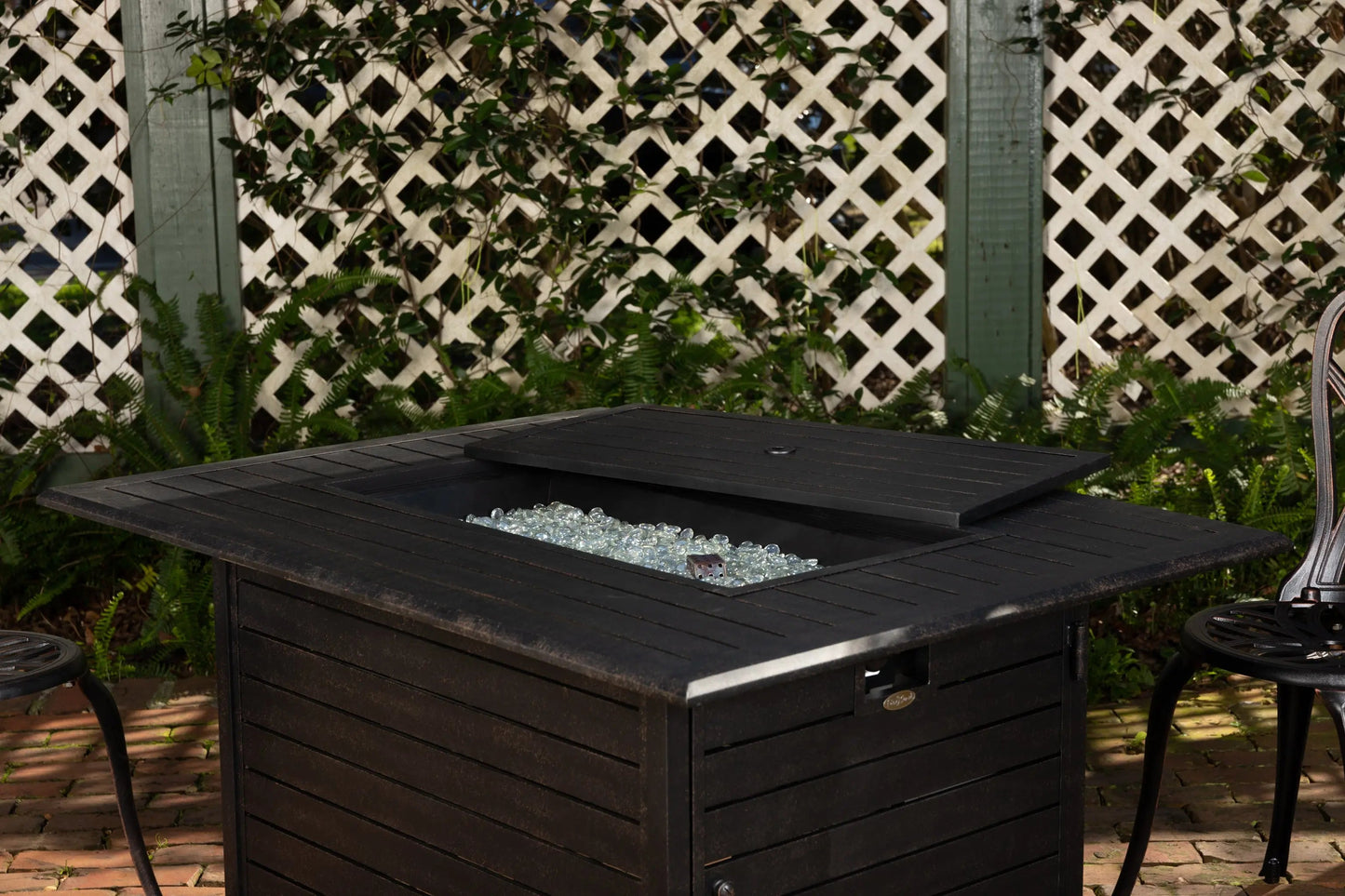 Mesa fogata de gas convertible rectangular de aluminio Longmont de 48"
