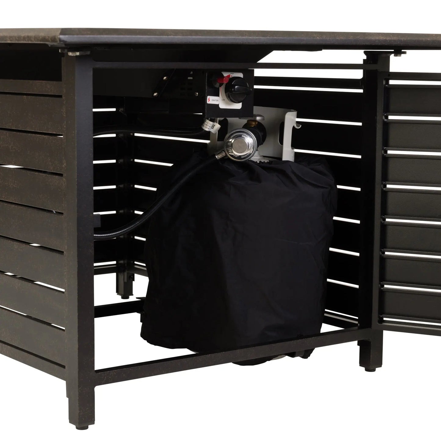 Mesa fogata de gas convertible rectangular de aluminio Longmont de 48"