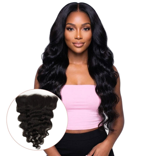 Frontal de cabello humano con encaje transparente 13x4 de ondas sueltas