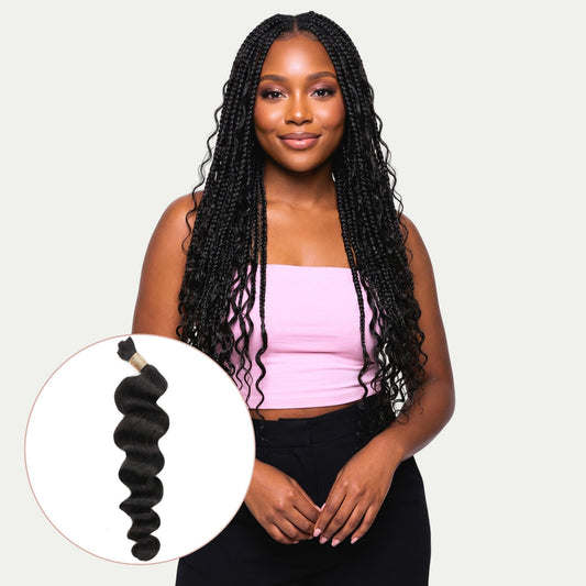 Cabello trenzado 100 % humano de onda suelta a granel