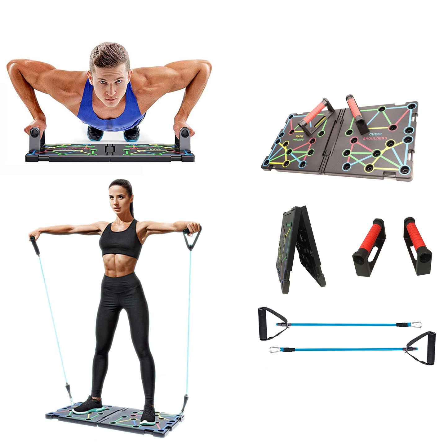 Sistema de tabla para flexiones 9 en 1, para entrenamiento de gimnasio y ejercicios de fitness