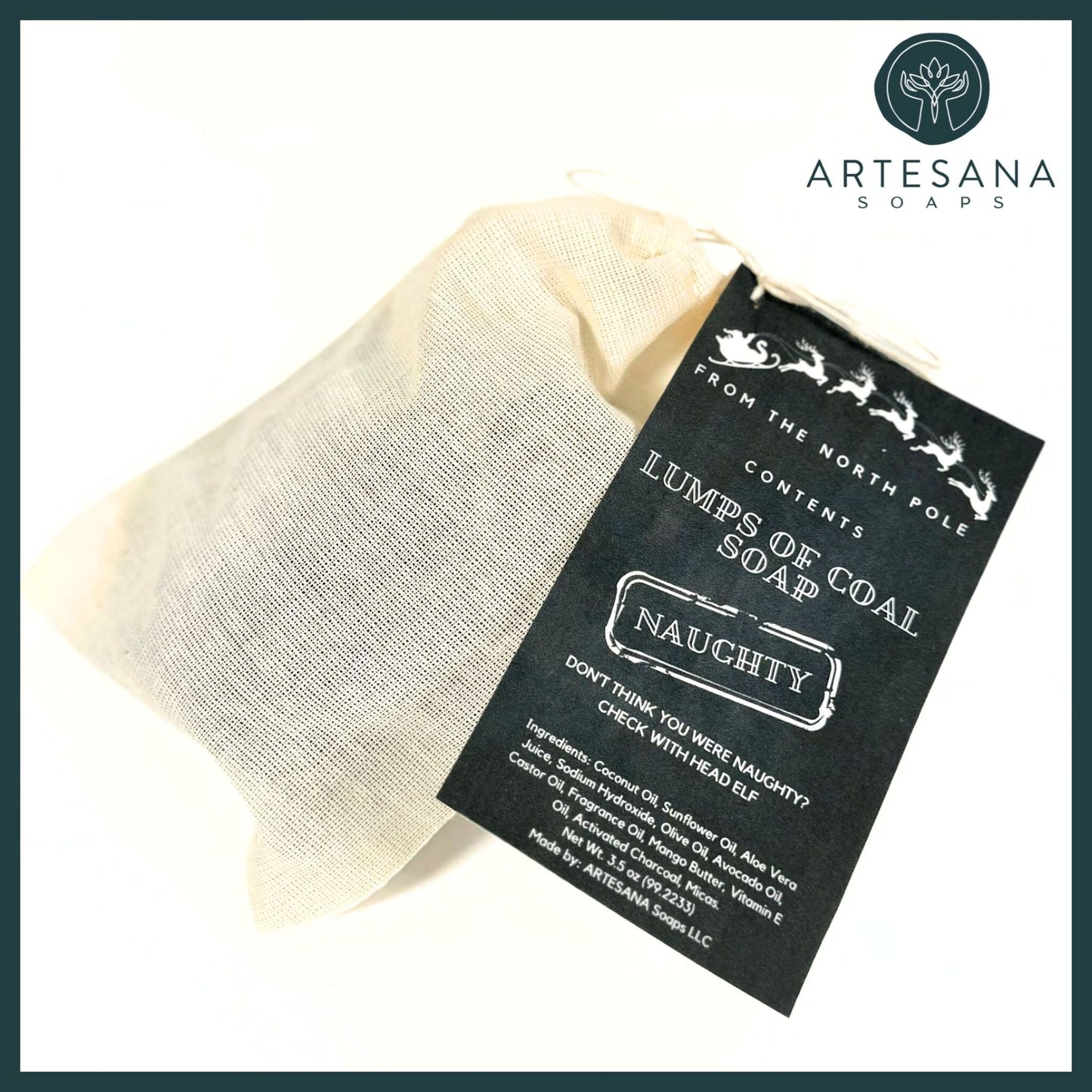 Jabón de carbón en trozos - Bolsa de 3.5 oz