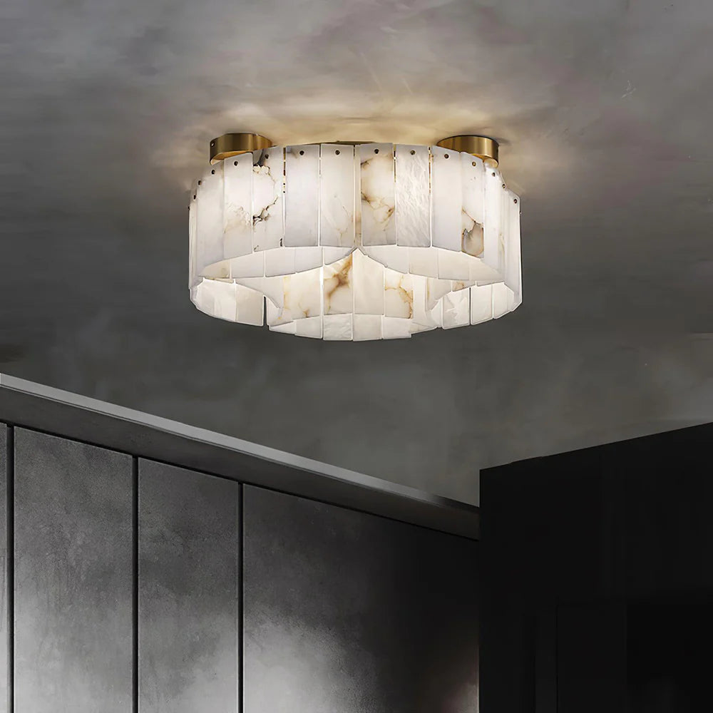 Lámpara de techo Luxe de alabastro blanco