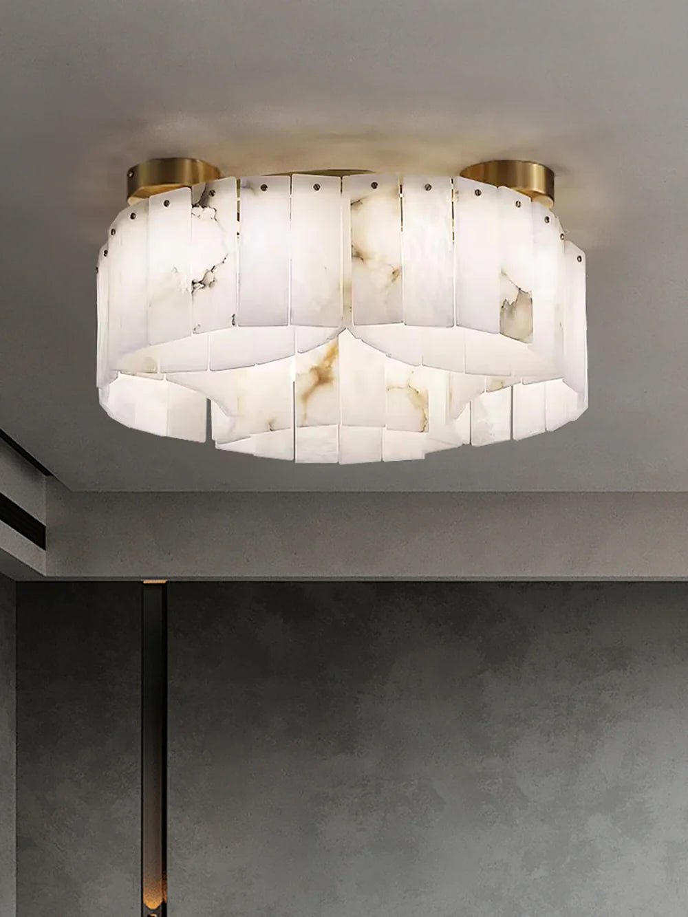 Lámpara de techo Luxe de alabastro blanco